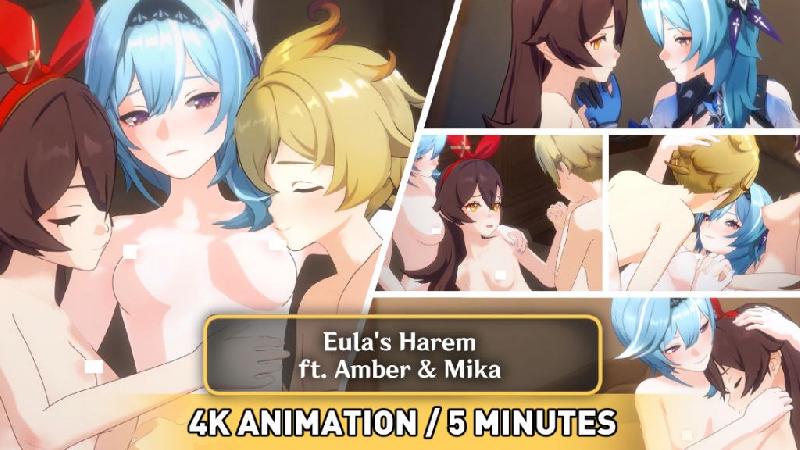 3D•[PastaPaprika] 優菈的後宮 – 安柏 & 米卡 [原神][無修正]